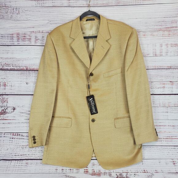 Sergio Valentino Men's Sport Coat Blazer Suit Jacket Tan Silk Wool Blend NWT 44 - Picture 1 of 15
